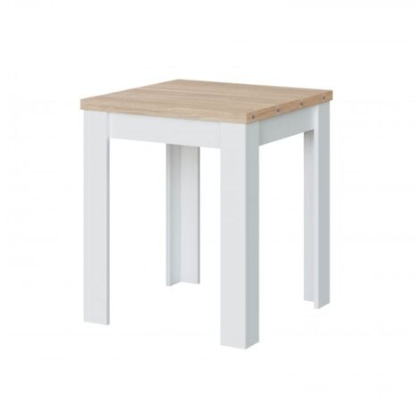 CAESAROO Table extensible 67x67x79 cm blanc mat et chêne – Creta