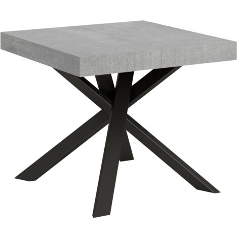 Table extensible 90x90/194 cm Clerk Plateau Ciment Pieds Anthracite