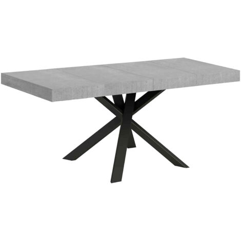 Table extensible 90x90/194 cm Clerk Premium Plateau Ciment Pieds Anthracite