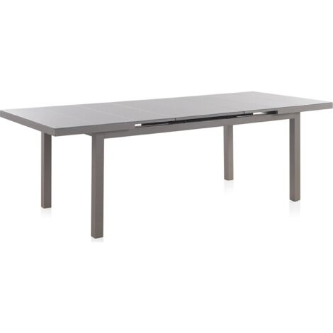 Table extensible aluminium taupe et verre trempé pour jardin - Taupe aluminium et verre trempé