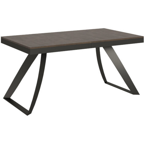 Table extensible avec pieds acier anthracite incurvés Volta evolution 160 à 264 cm-Marron-160 à 264 cm