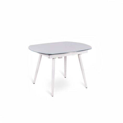Table extensible avec plateau en verre trempé blanc 120/180x90h cm