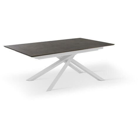 Table extensible avec plateau rouille et pieds blancs 170/270x90x76h cm