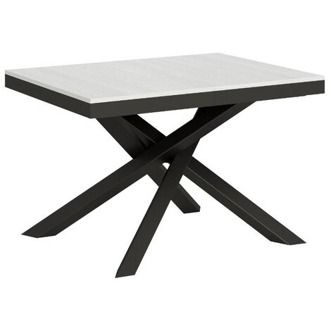 Table extensible blanche et cadre anthracite 120-380cm Klass