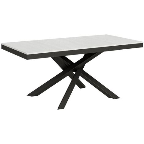 Table extensible blanche et cadre anthracite 160-264cm Klass