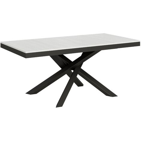 Table extensible blanche et cadre anthracite 180-284cm Klass