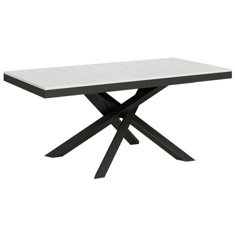 Table extensible blanche et cadre anthracite 180-440cm Klass