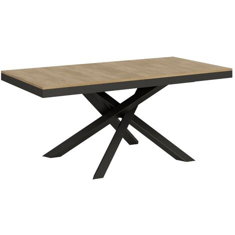 Table extensible bois clair et cadre anthracite 180-284cm Klass