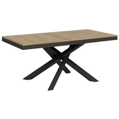 Table extensible bois clair et cadre anthracite 180-440cm Klass