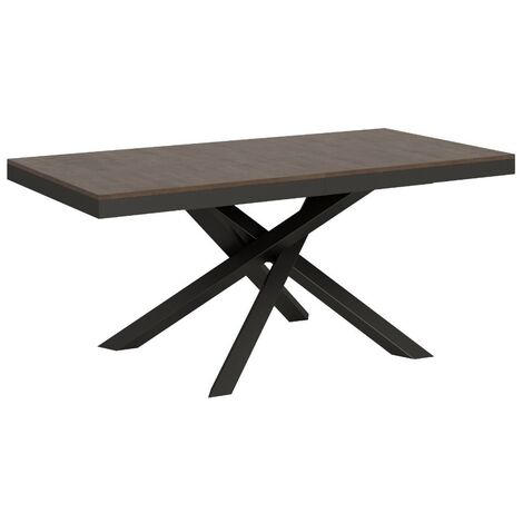 Table extensible bois marron et cadre anthracite 160-264cm Klass