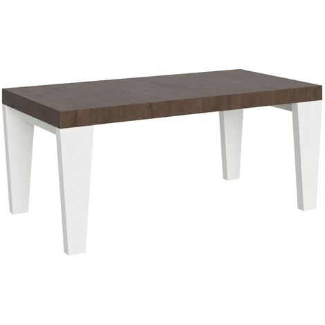 Table extensible bois noyer et pieds bois blanc 6 à 20 places Kristo 180 à 440cm 2 pieds-2 pieds