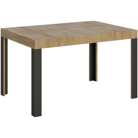 Table extensible bois pieds bois et acier anthracite Liva 130 à 234 cm 4 pieds-Naturel-4 pieds-130 à 234 cm