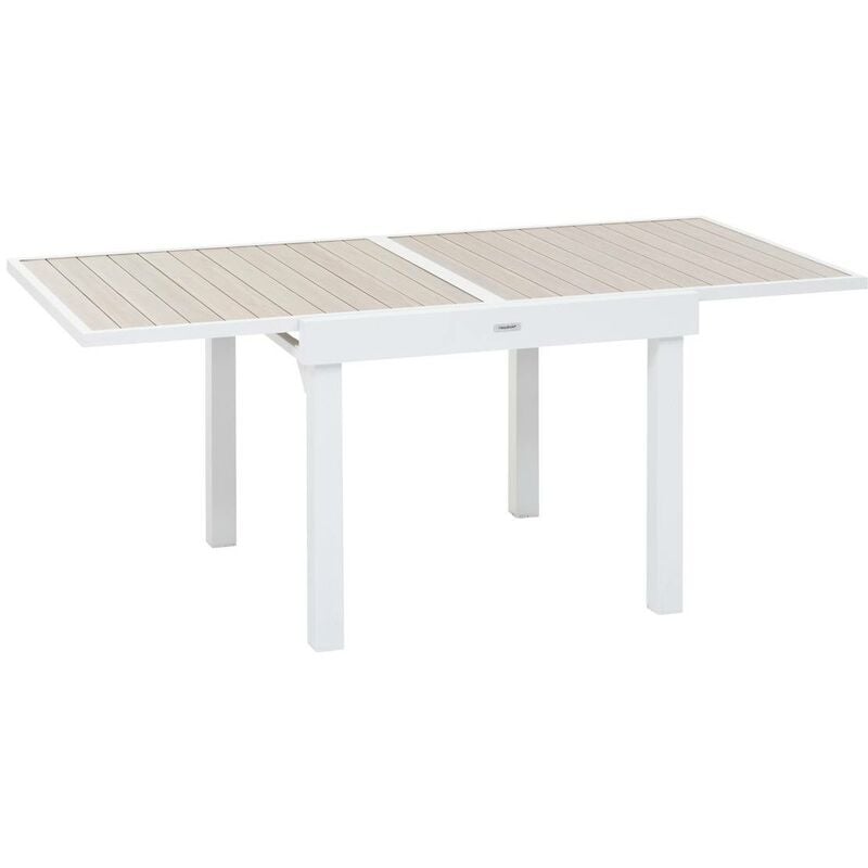 Table de jardin extensible Piazza lin & blanc 8 places en aluminium traité en epoxy - Hespéride - Lin / blanc