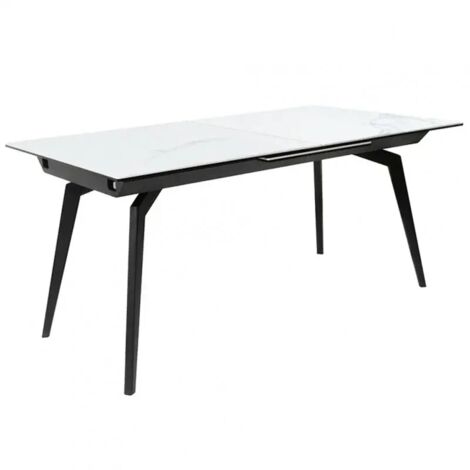 Table extensible céramique blanc 160/210 cm et métal noir - CAMILIA