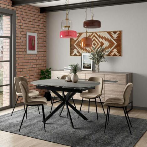 Table extensible céramique grise pied mikado 140-200 cm OTTAWA