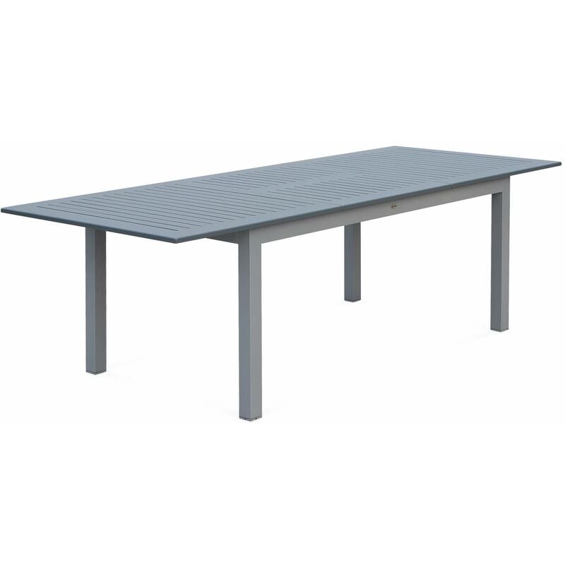 Table extensible - Chicago Anthracite - Table en aluminium 175/245cm avec rallonge. 8 places