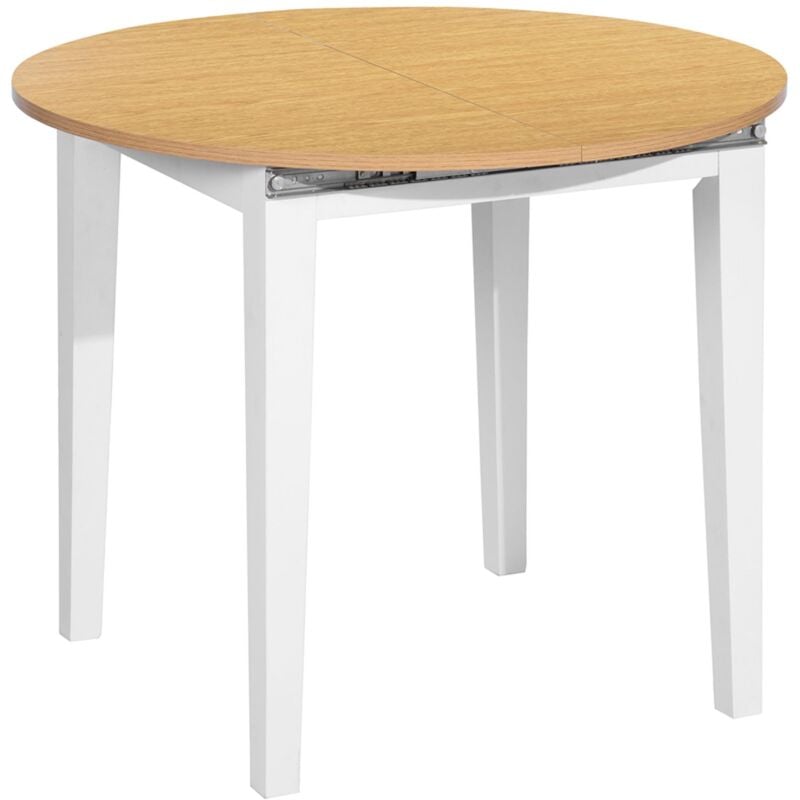 WELLCOME Table circulaire extensible 90 cm en hêtre blanc