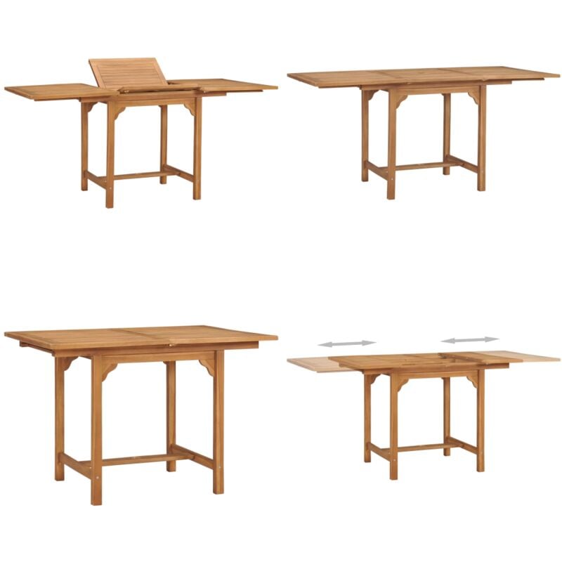 Table extensible de jardin (110-160)x80x75 cm Teck solide - Table De Jardin - Table Extensible - Table Teck - Mobilier De Jardin - Terrasse - Home &
