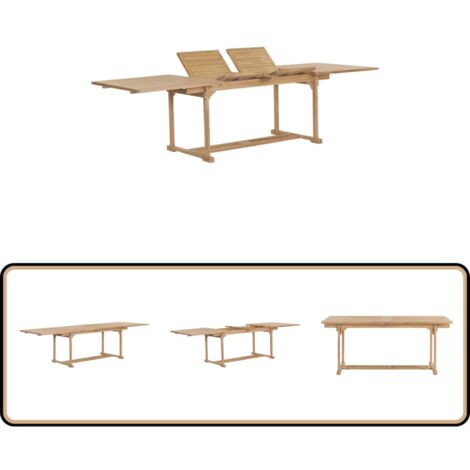 Table extensible de jardin 180-280x100x75 cm Teck solide - Table De Jardin - Table Extensible - Mobilier De Jardin - Teck - Table À Manger Extérieur