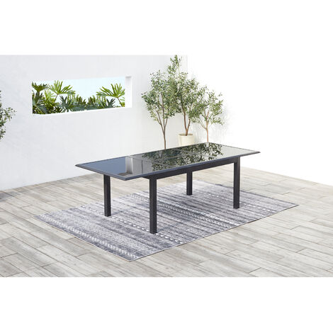Table extensible de jardin Aluminium 6 à 12 places RAVENNE - Gris foncé