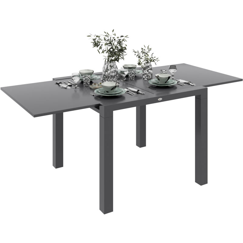 Outsunny - Table de jardin rectangulaire extensible 6 pers. alu métal dim. 80/160L x 80l x 75H cm gris