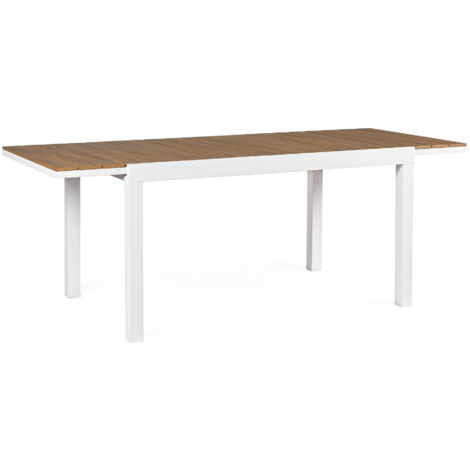 Table extensible en aluminium avec plateau en Polywood 140-200 x 90 cm, blanche