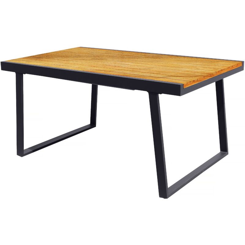 Table extensible en aluminium et bois Iris - 160/240 x 91 x 74 cm - Marron