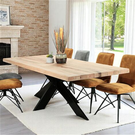Table extensible en chêne blanc avec bords naturels 240 cm PALERME