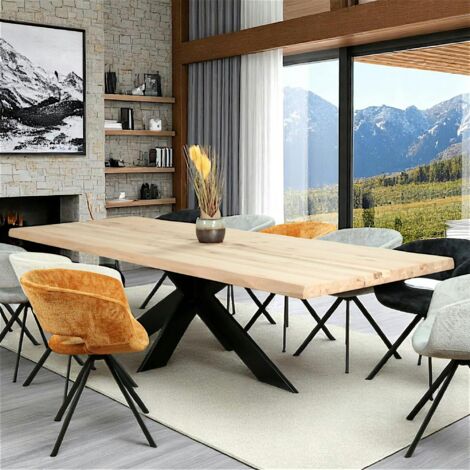 Table extensible en chêne blanc avec bords naturels 300 cm PALERME