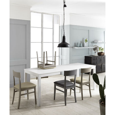 Table extensible en mélaminé blanc 130/210x80x76h cm