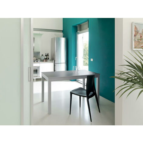 Table extensible en mélaminé gris clair 130/210x80x76h cm
