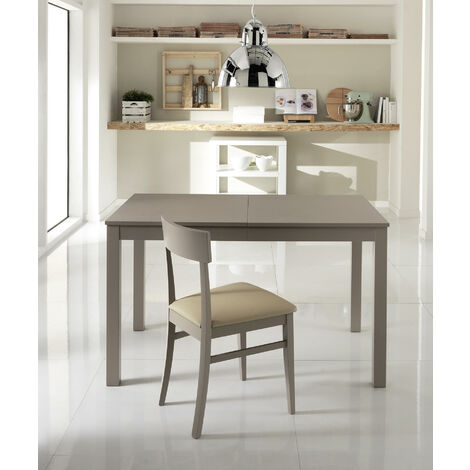 Table extensible en mélaminé taupe 130/210x80x76h cm