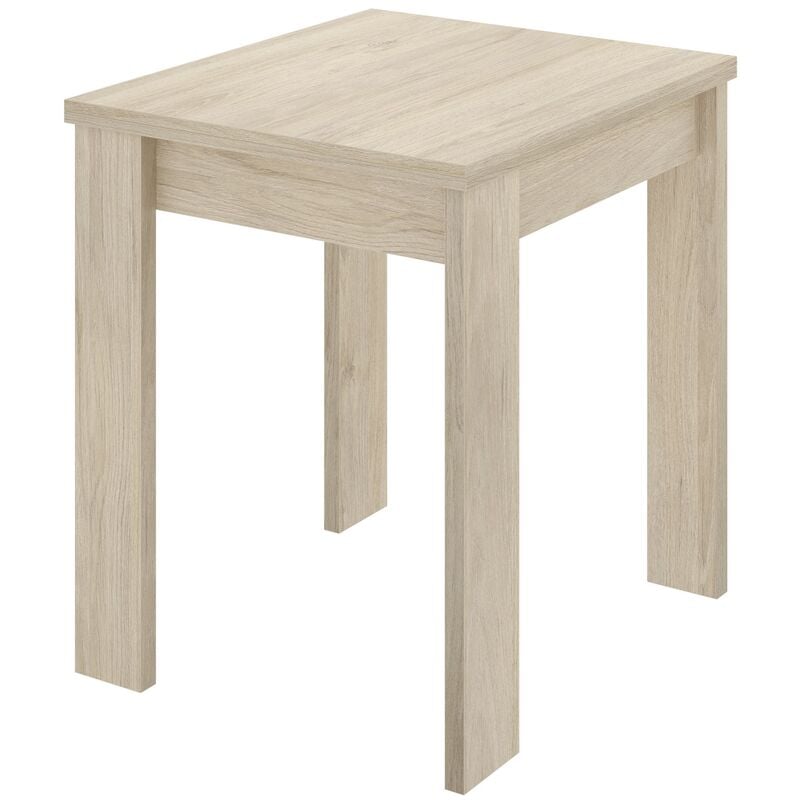 Pegane - Table extensible en panneaux de particules mélaminés coloris chêne - Longueur 67.1-134.2 x Profondeur 67.1 x Hauteur 77.3-79.2 cm