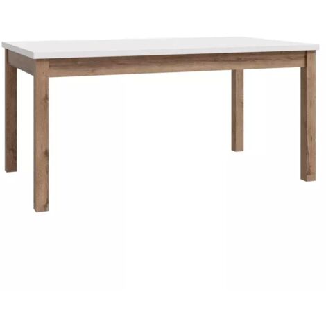 Table extensible L. 160 à 207 cm décor gris clair et chêne - UDINE