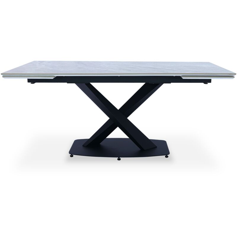 Cotecosy - Table extensible moderne Valorane Céramique effet marbre gris pieds Noir