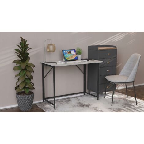 Table extensible Morris 750x900x500 noir/béton TM SMART REGALY