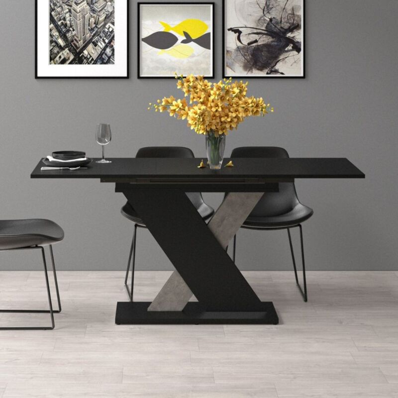 Iperbriko - Table extensible noir 120x75x76 cm