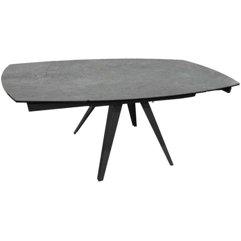 Meubletmoi - Table extensible ovale 120/180 cm céramique gris béton - adelphia 2