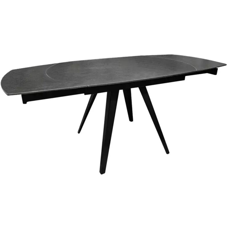 Meubletmoi - Table extensible ovale 120/180 cm céramique gris anthracite - adelphia
