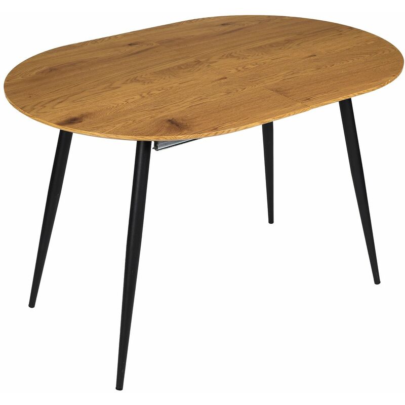 Table extensible ovale pour 4 à 6 personnes effet bois - Longueur 160, Largeur 80, Hauteur 78 cm - Marron