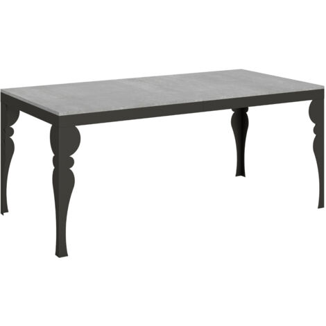 Table extensible pieds acier anthracite Torza evolution 180 à 440 cm 4 pieds-Gris ciment-4 pieds-180 à 440 cm