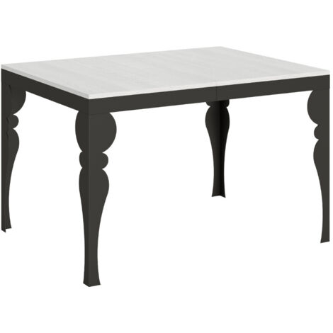Table extensible pieds acier anthracite Torza evolution 4 pieds 120 à 224 cm-Blanc-4 pieds-120 à 224 cm