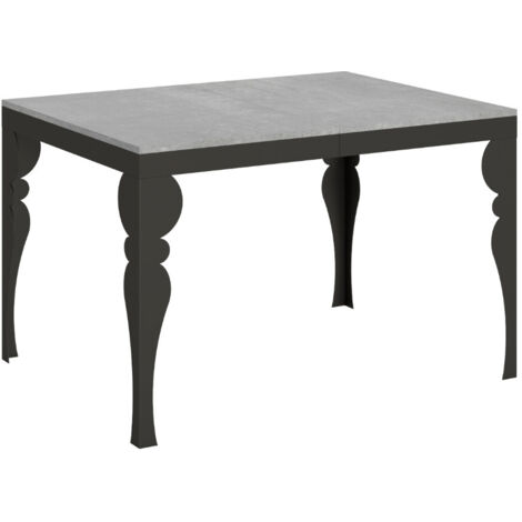 Table extensible pieds acier anthracite Torza evolution 4 pieds 120 à 380 cm-Gris ciment-4 pieds-120 à 380 cm