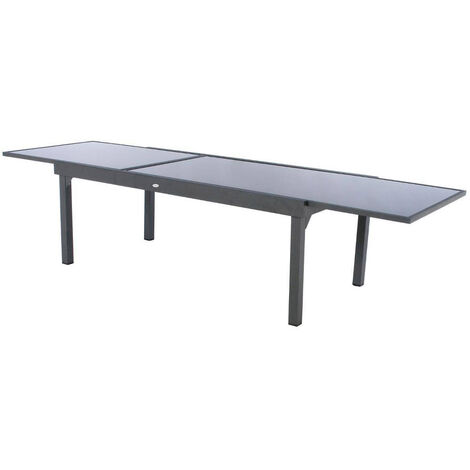 Table extensible rectangulaire en verre Piazza 8/12 places Gris anthracite - Gris