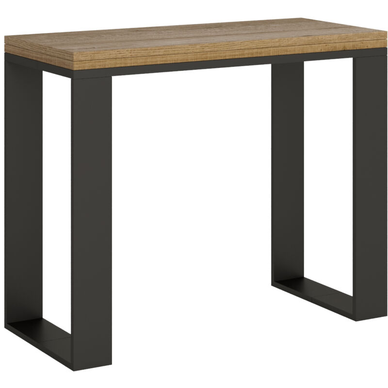 Itamoby - Console ouvrant 90x45/90 cm Tecno Libra Chêne Nature Structure Anthracite
