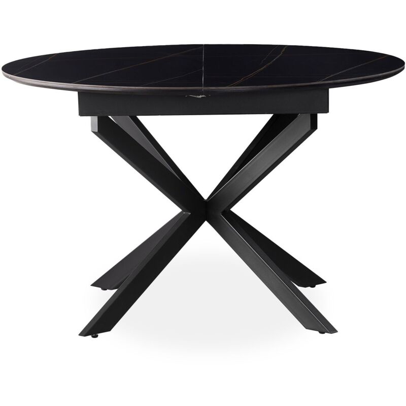 Cotecosy - Table extensible Tyrese 160cm pieds en étoile et plateau Céramique Noir