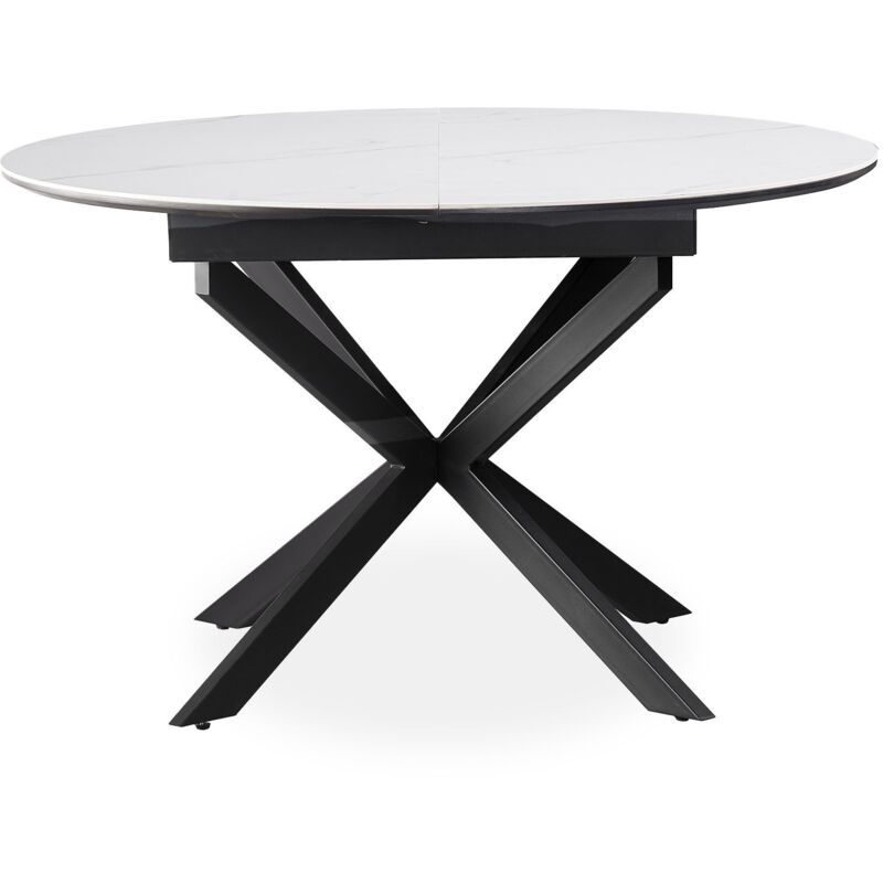 Table extensible Tyrese 160cm pieds en étoile et plateau effet marbre Blanc