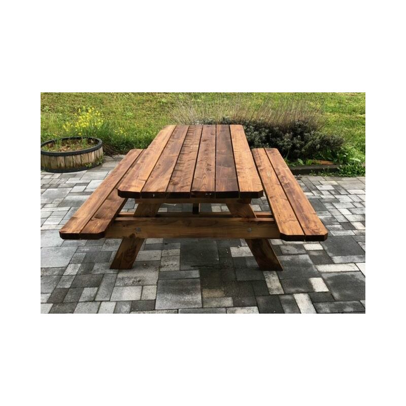 Jardinatoire - Table extérieur de picnic & jardin - 2m - 6 personnes - Bois - Origine France - Traitement classe 3 - Epaisseur bois renforcée