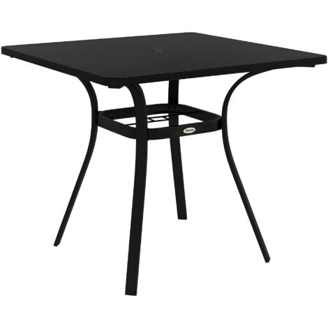 Table extérieure 4 pers., cadre acier, 80x80x72 cm, noir.