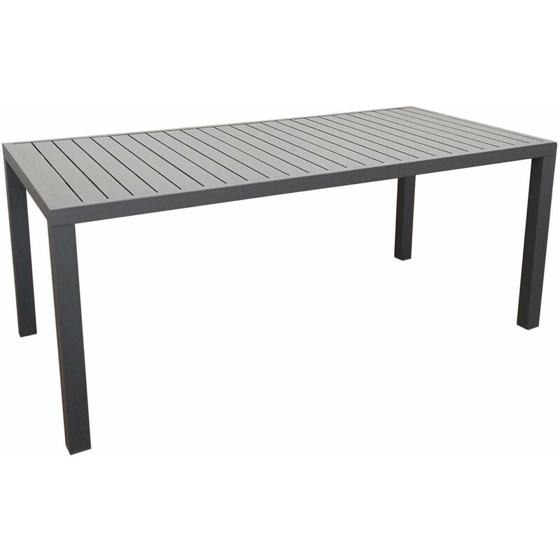 Table extérieure en aluminium plateau à lattes Alice 180 cm - Gris